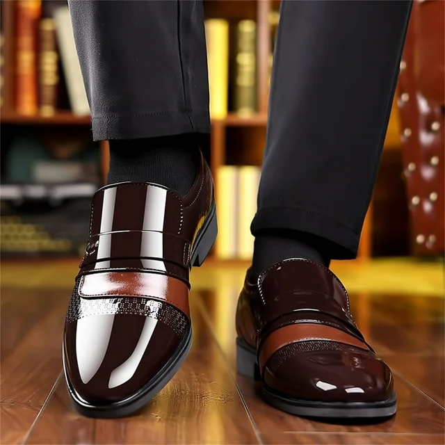 KaLI_store Dress Shoes for Men Men's Dress Shoes Leather Classic Formal Mens Oxfords Retro Derby Oxford,Brown