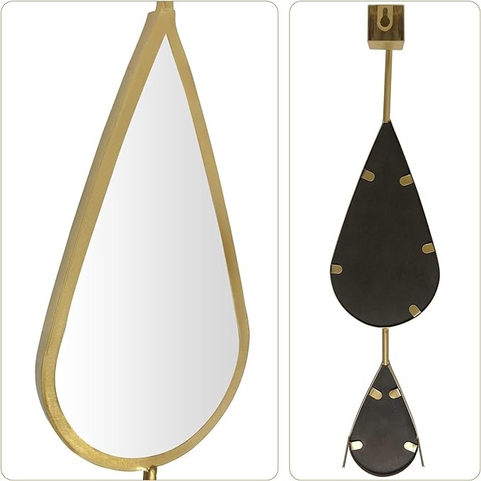 BAODANFU Wall Mirror Decorative Mirrors Mounted Decor Tear Drop Shape Gold for Bedroom Living Room Entryway Bathroom Vanity Brassy Gold Metal Frame, 5-Pack Mirrors Set