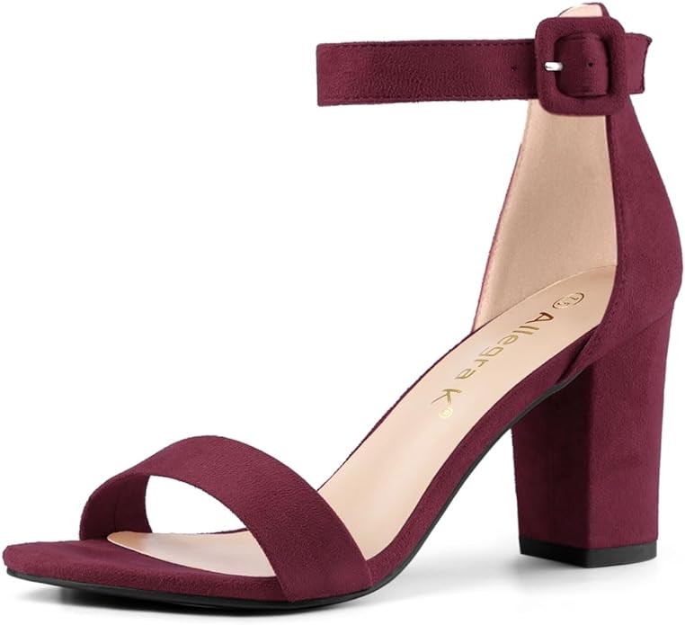 Allegra K Women's High Chunky Heel Buckle Ankle Strap Sandals