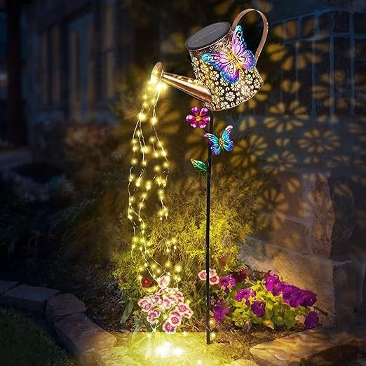 Solar Watering Can with Lights Outdoor Garden Decor,Waterproof LED Garden Stake Lights Decoration for Yard Lawn Patio Pathway Front Porch Landscape Gardening Gifts for Mom Grandma Women Birthday Gift