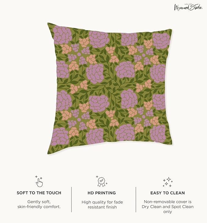 Wynwood Studio Retro Floral Indoor Decorative Throw Pillow, 18" x 18", Malvas